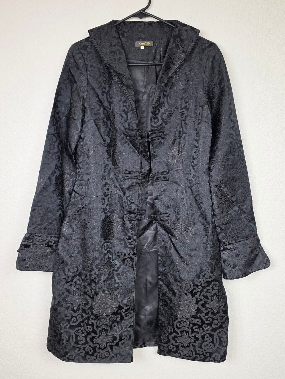 Vintage 90s Y2K Whimsigoth Black Damask Brocade Goth Jacket